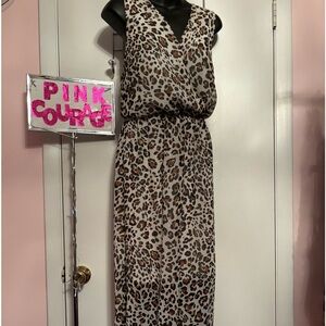 Brown Leopard Midi Dress
